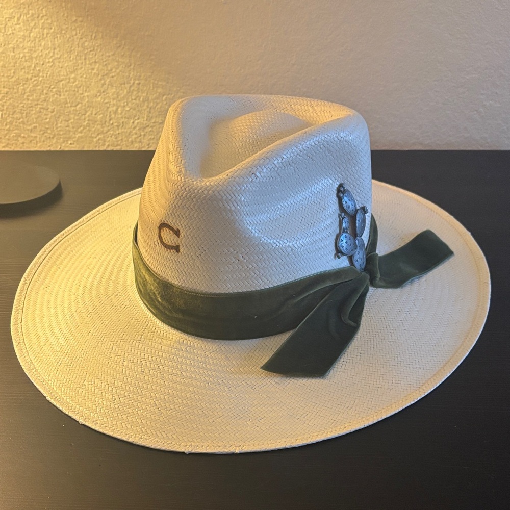 Charlie 1 Straw Hat with Olive Green velvet Band